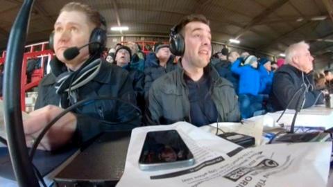 The Wrexham blind commentary team in action