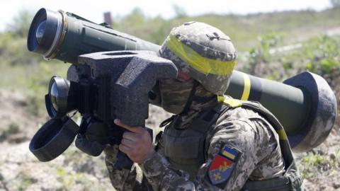 Ukrainian soldier with a Javelin