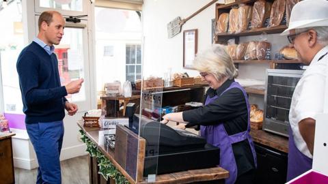 Prince William at Smiths the Bakers in King's Lynn, Norfolk