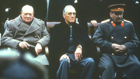 Wartime leaders of Allies in Yalta: Churchill, Roosevelt and Stalin