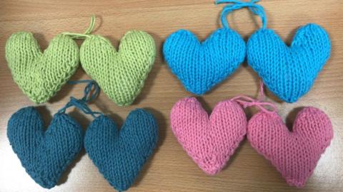 knitted hearts