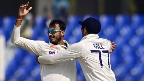 Axar Patel celebrating a wicket for India against Bangladesh