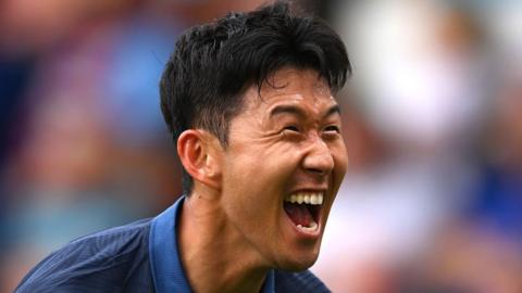 Heung-min Son celebrates after scoring in Tottenham's Premier League game against Burnley at Turf Moor