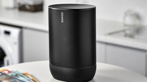 Sonos smart speaker on a stand