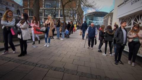 Shoppers in Norwich city centre