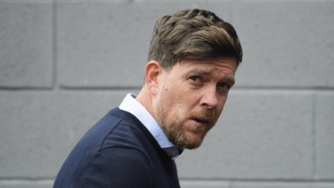 Darrell Clarke arriving at the stadium for Cheltenham Town's match at Lincoln City