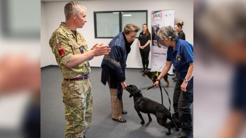 The Princess Royal with one of the dogs