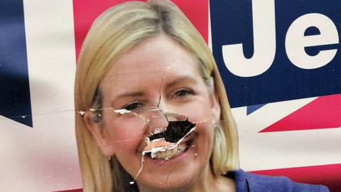 Defaced poster of Andrea Jenkyns