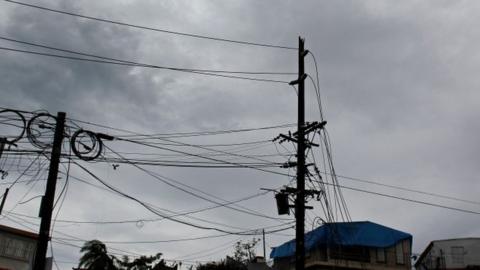 Damaged power lines in Puerto Rico