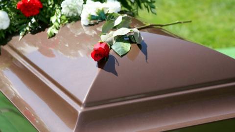 Flowers on a coffin