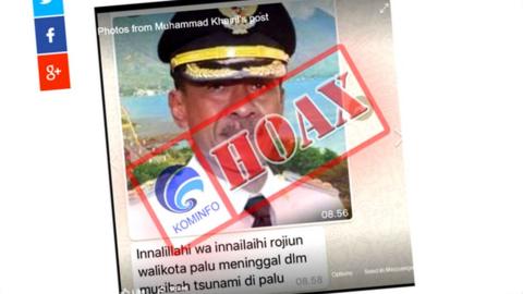 Indonesian government press statement denying Palu's mayor had been killed