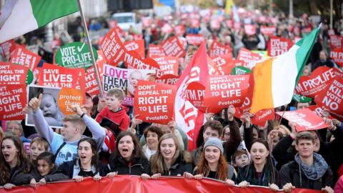 Anti-abortion protesters march through Dublin