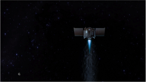 Nasa illustration showing craft departing the asteroid