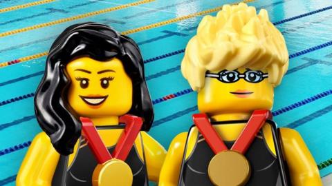 Lego figurines of Singapore Paralympians Yip Pin Xiu and Theresa Goh