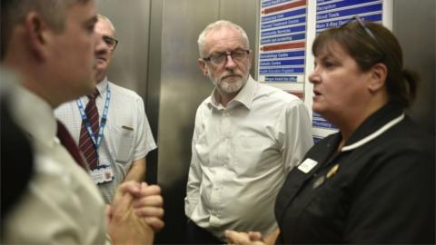 Jeremy Corbyn with NHS staff