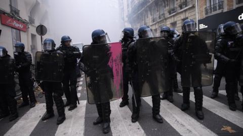 Image shows police at a recent protest in Paris