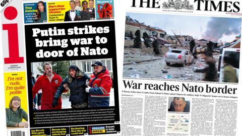 Composite image featuring i and Times front pages