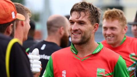 Wiaan Mulder walks off the pitch with Leicestershire