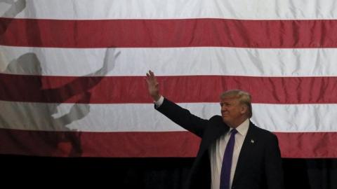 US Republican presidential candidate Donald Trump at a campaign rally in Las Vegas