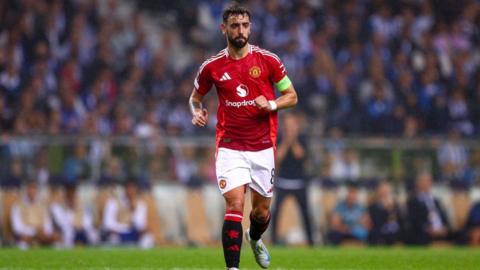 Bruno Fernandes playing for Manchester United