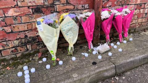 Floral tributes near Wellington Road, Great Yarmouth