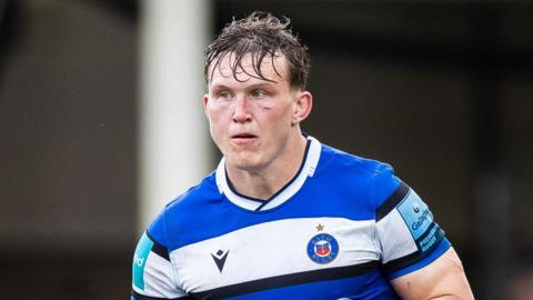 Ted Hill running with the ball during a game for Bath last season