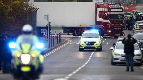 Police escort lorry