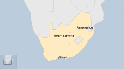 A map of South Africa showing the city of George.