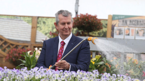 Edwin Poots visiting a garden centre