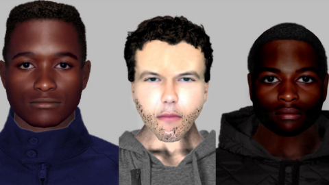 E-fit images of three men wanted for Bitcoin robbery