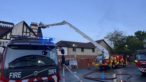 Fire crews tackle the blaze on Hollywood Avenue, Gosforth