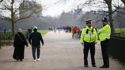 Police officers in Hyde Park, London