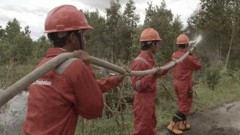 Firefighters in Indonesia