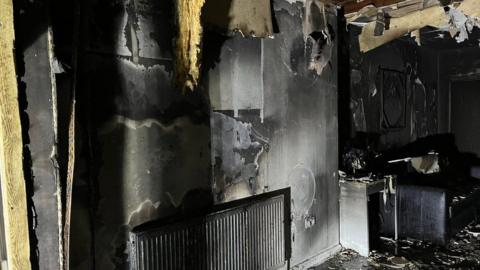 Part of a Luton house after a fire