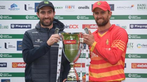 Captains Andrew Balbirnie and Craig Ervine with the ODI series trophy