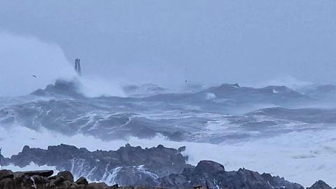 Stormy seas at Peterhead harbour