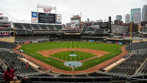 Minnesota Twins' Target Field empty after the MLB side announced Monday's game against the Boston Red Sox was postponed