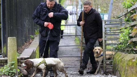 Search dogs in the Kersal area