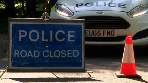 A police road closure