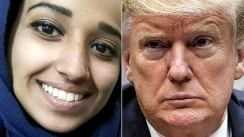 Composite image of Hoda Muthana and Donald Trump