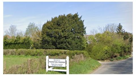 Village sign reading 'Marston Magna'