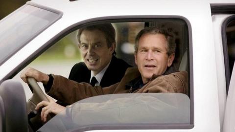 Tony Blair and George W Bush in 2002