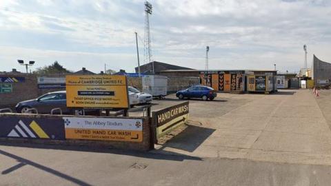 A view of the entrance to Cambridge United's Abbey Stadium on Newmarket Road