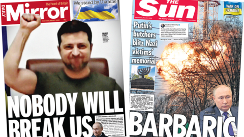 Daily Mirror and Sun front pages