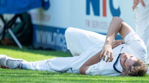 Yorkshire's Dom Leech injured in collision with Western Terrace