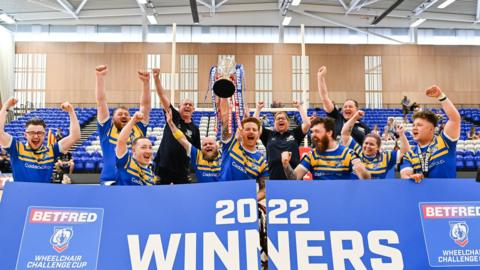 Leeds Rhinos celebrate Wheelchair Challenge Cup final success