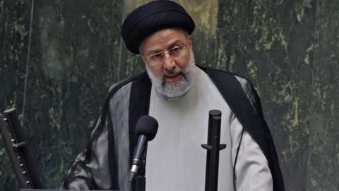 Iran's newly elected President Ebrahim Raisi speaks during his swearing in ceremony at the Iranian parliament in the capital Tehran on August 5, 2021.