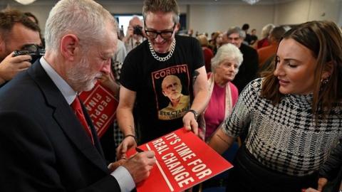 Jeremy Corbyn meeting activists after his speech in Harlow