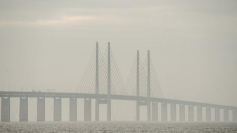 A general view of the Oresund bridge on February 5, 2016 in Malmo, Sweden