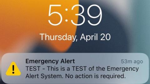 A screenshot showing the emergency alert